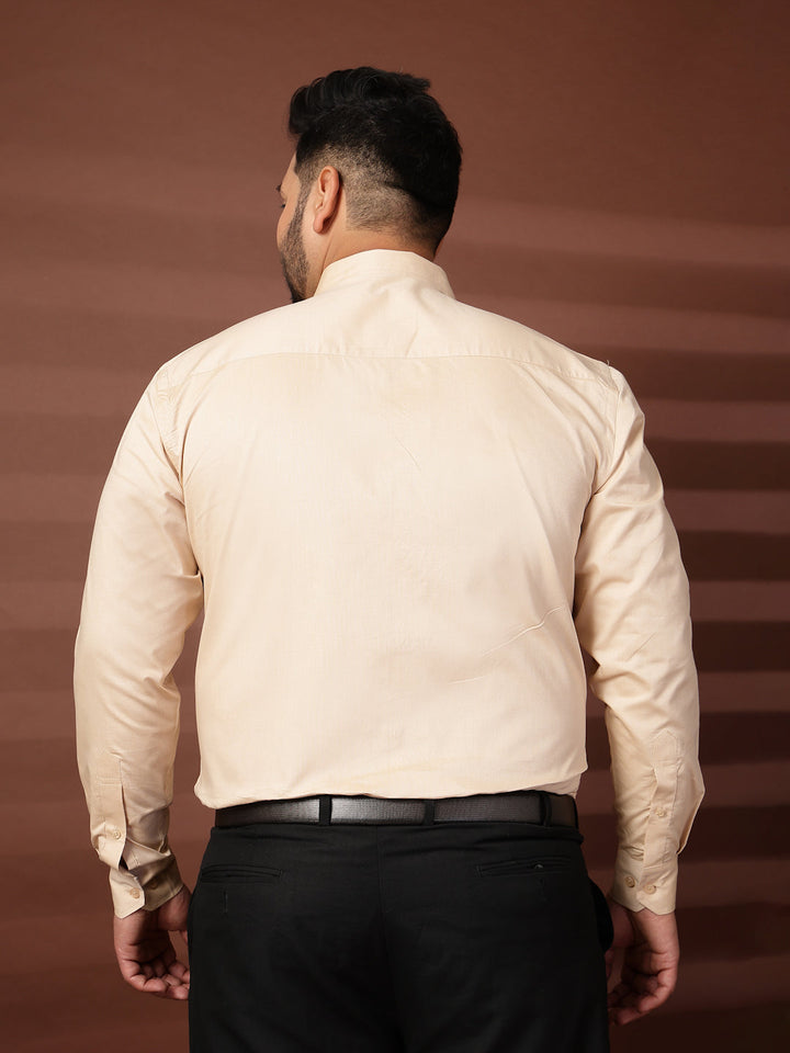 Plus Size Men  Oversized Fit Spread Collar Solid Cotton Formal Shirt
