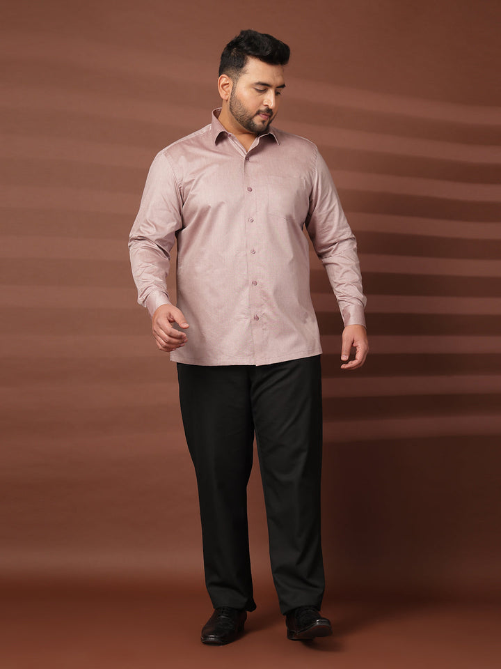 Plus Size Men  Oversized Fit Spread Collar Solid Cotton Formal Shirt
