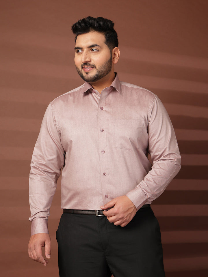 Plus Size Men  Oversized Fit Spread Collar Solid Cotton Formal Shirt