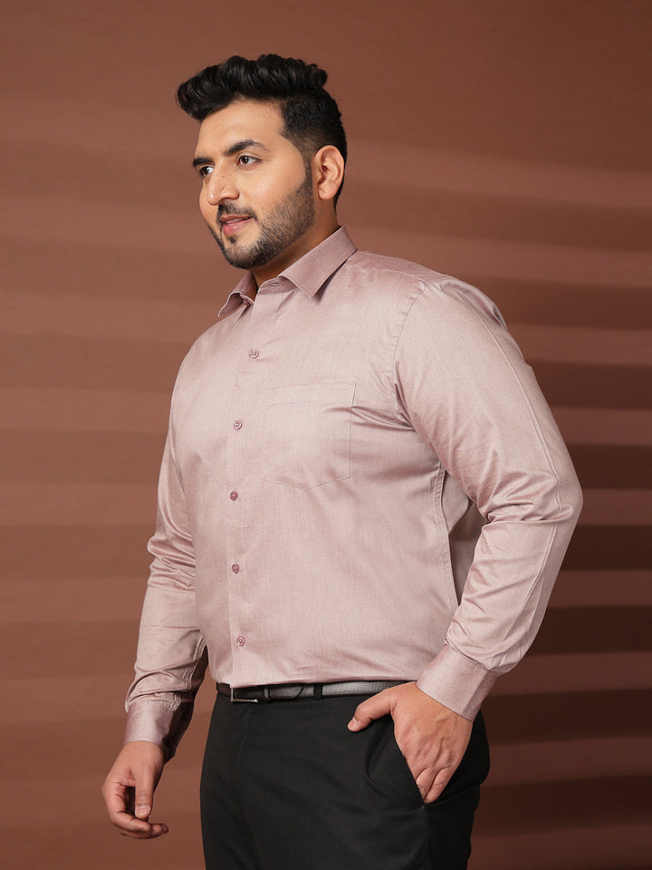 Plus Size Men  Oversized Fit Spread Collar Solid Cotton Formal Shirt