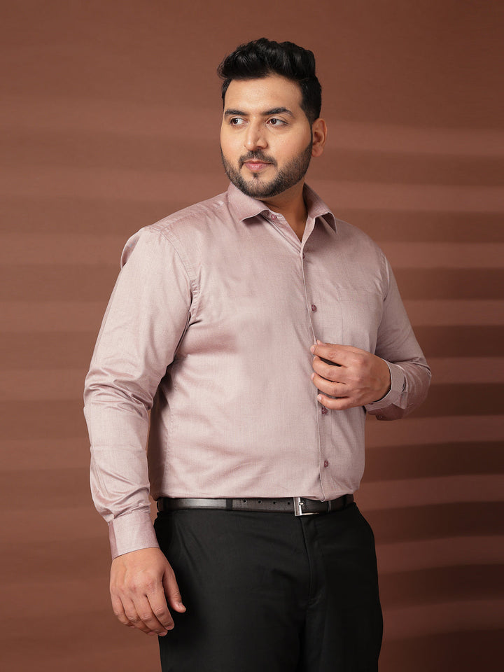 Plus Size Men  Oversized Fit Spread Collar Solid Cotton Formal Shirt
