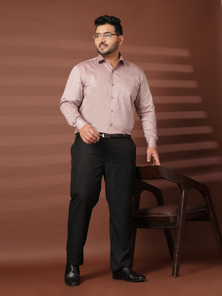Plus Size Men  Oversized Fit Spread Collar Solid Cotton Formal Shirt