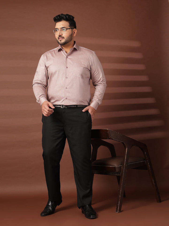 Plus Size Men  Oversized Fit Spread Collar Solid Cotton Formal Shirt