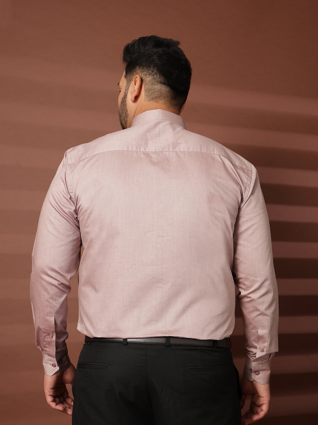 Plus Size Men  Oversized Fit Spread Collar Solid Cotton Formal Shirt