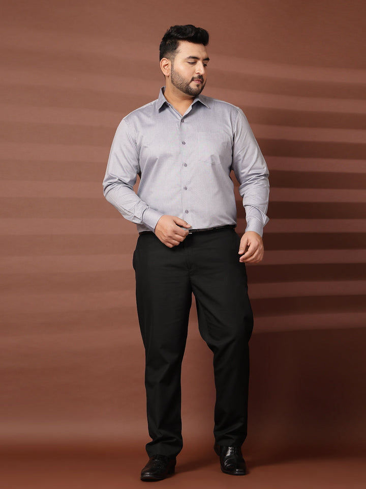 Plus Size Men  Oversized Fit Spread Collar Solid Cotton Formal Shirt
