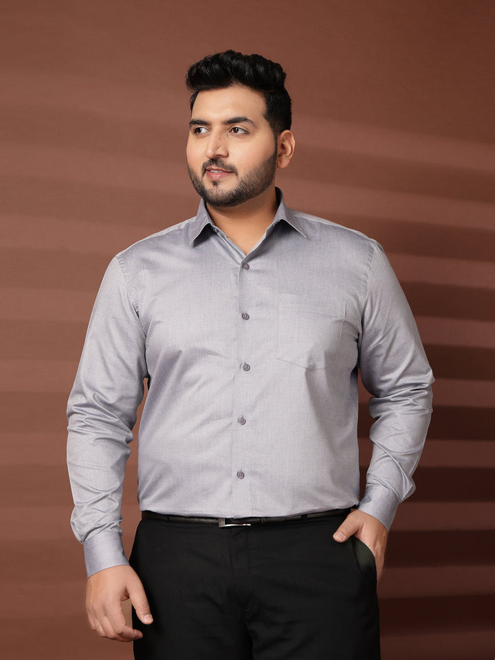Plus Size Men  Oversized Fit Spread Collar Solid Cotton Formal Shirt