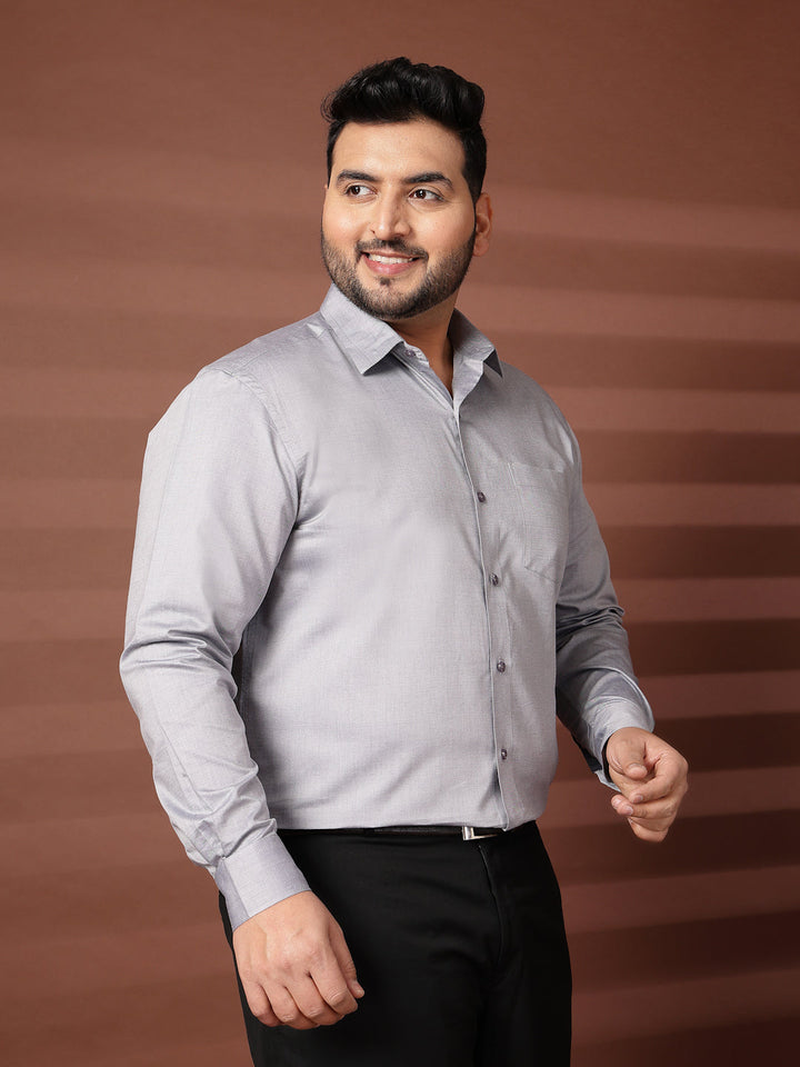 Plus Size Men  Oversized Fit Spread Collar Solid Cotton Formal Shirt