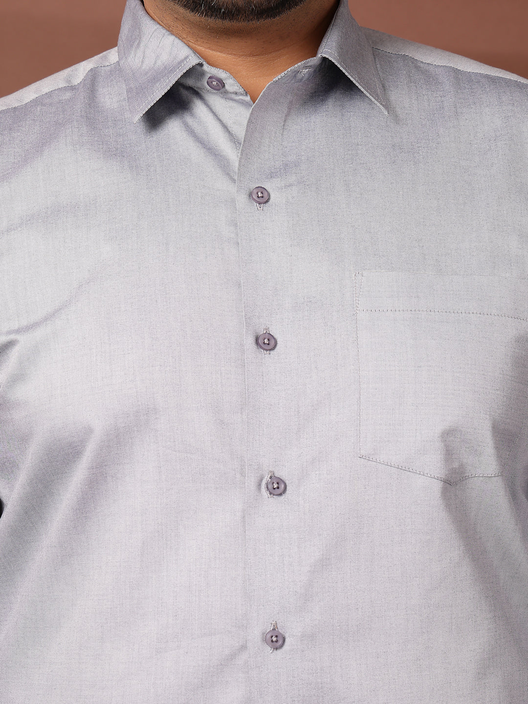 Plus Size Men  Oversized Fit Spread Collar Solid Cotton Formal Shirt