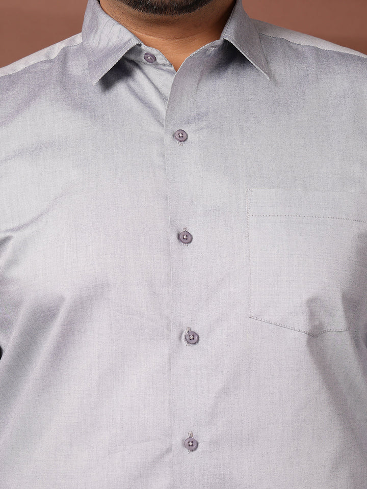 Plus Size Men  Oversized Fit Spread Collar Solid Cotton Formal Shirt