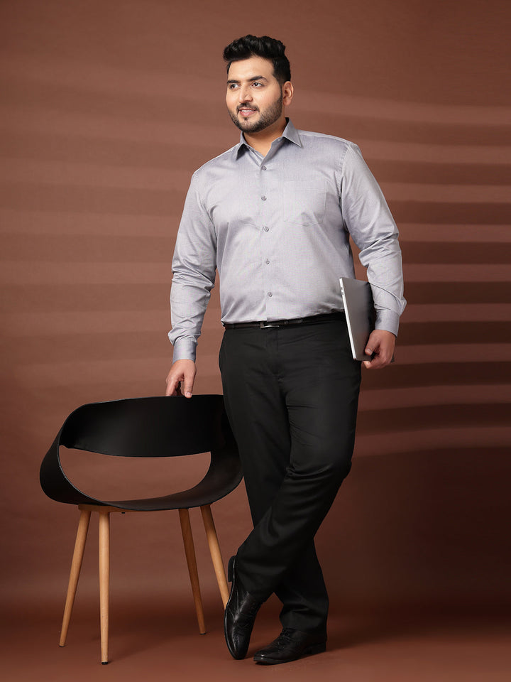 Plus Size Men  Oversized Fit Spread Collar Solid Cotton Formal Shirt