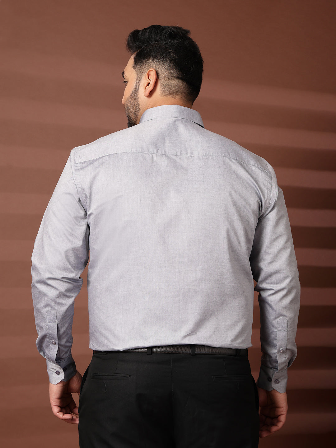 Plus Size Men  Oversized Fit Spread Collar Solid Cotton Formal Shirt