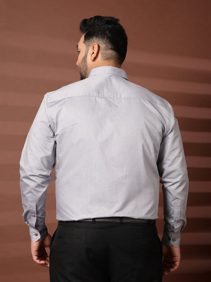 Plus Size Men  Oversized Fit Spread Collar Solid Cotton Formal Shirt