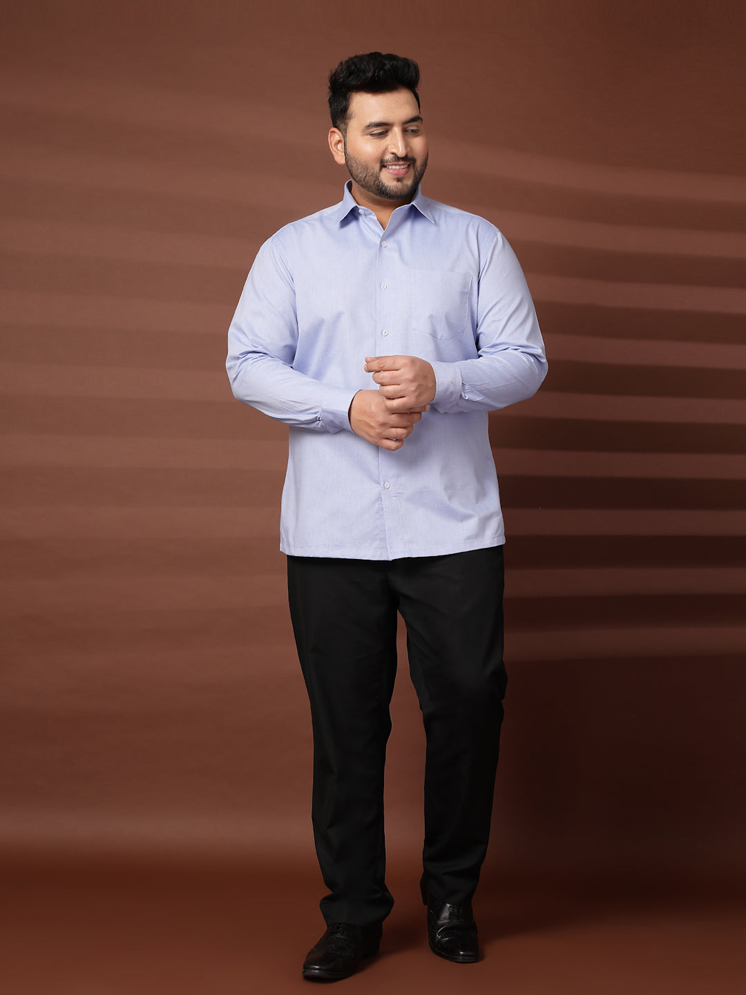 Plus Size Men Blue Formal Shirt