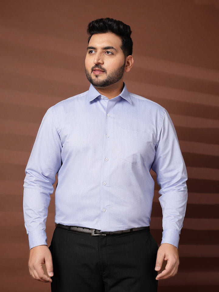 Plus Size Men Blue Formal Shirt