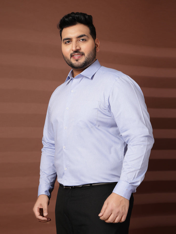 Plus Size Men Blue Formal Shirt