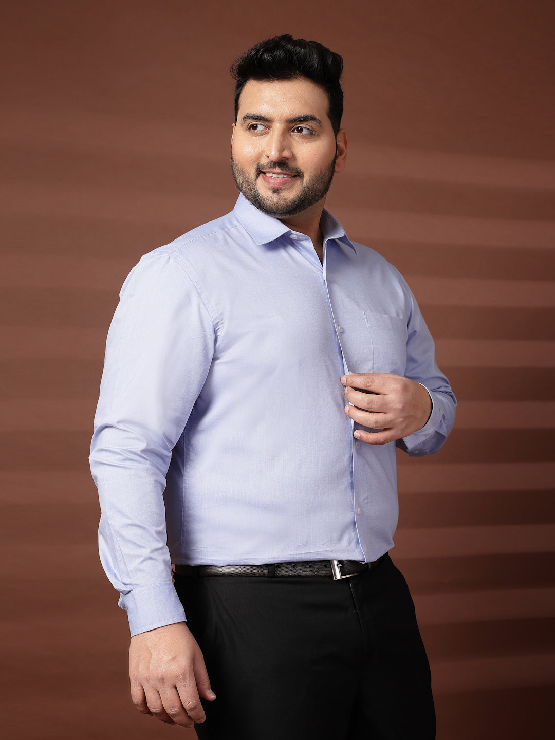 Plus Size Men Blue Formal Shirt