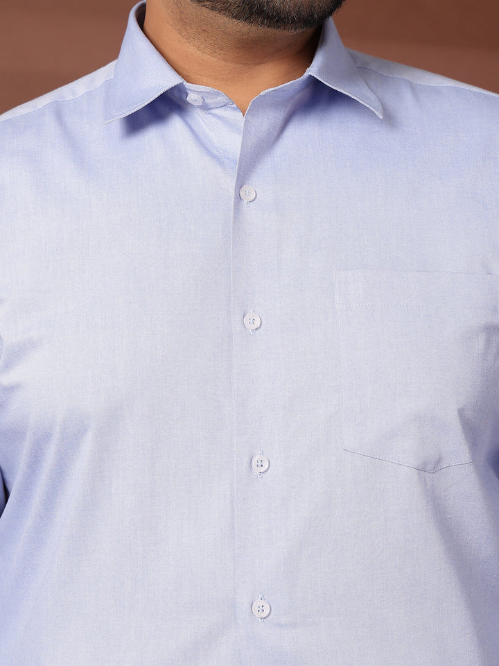 Plus Size Men Blue Formal Shirt