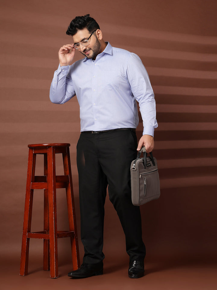 Plus Size Men Blue Formal Shirt