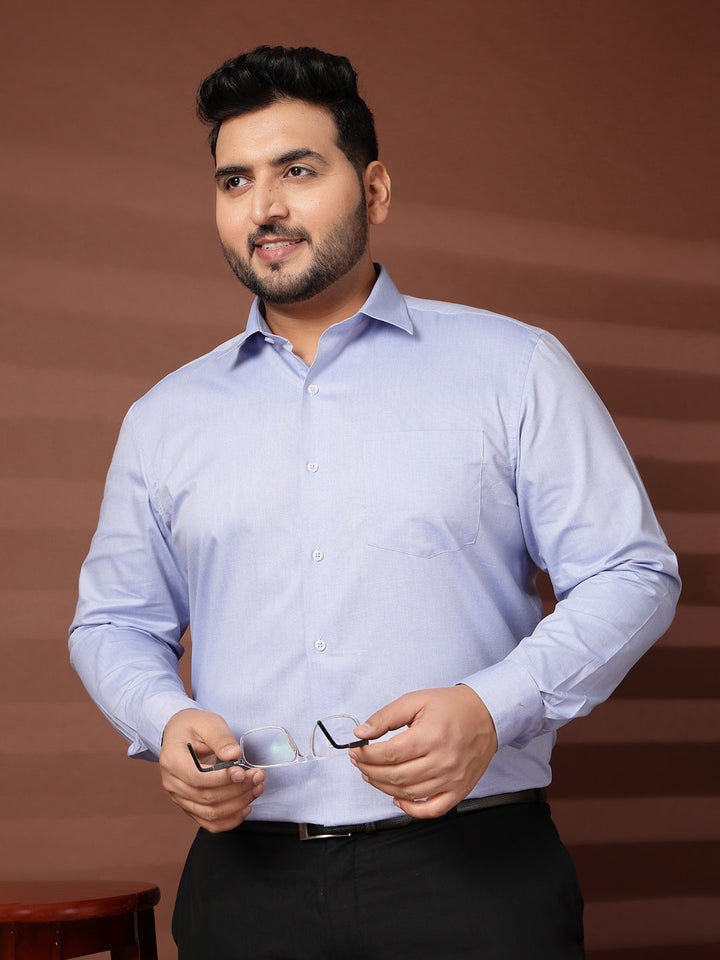 Plus Size Men Blue Formal Shirt