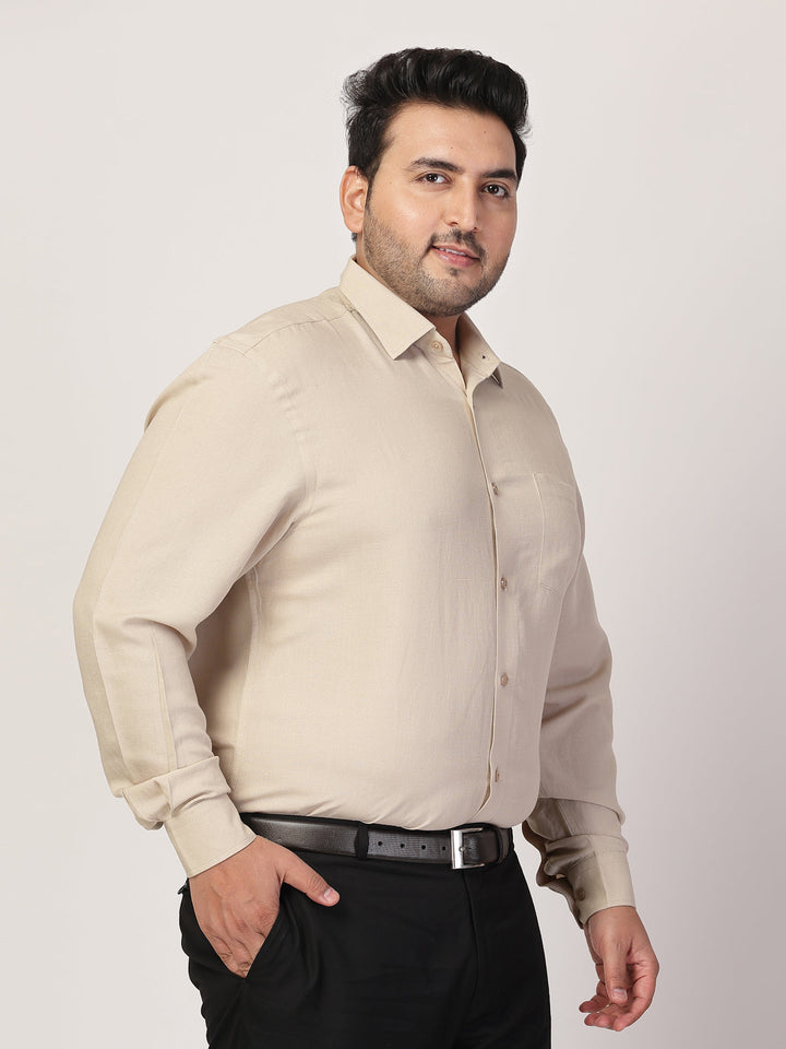 Plus Size Men Spread Collar Solid Linen Casual Shirt