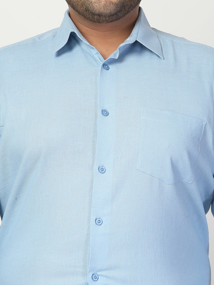 Plus Size Men Spread Collar Solid Linen Casual Shirt