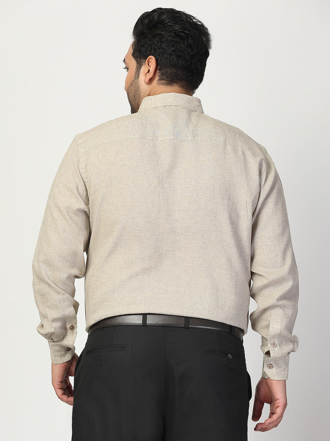 Plus Size  Spread Collar Linen Shirt