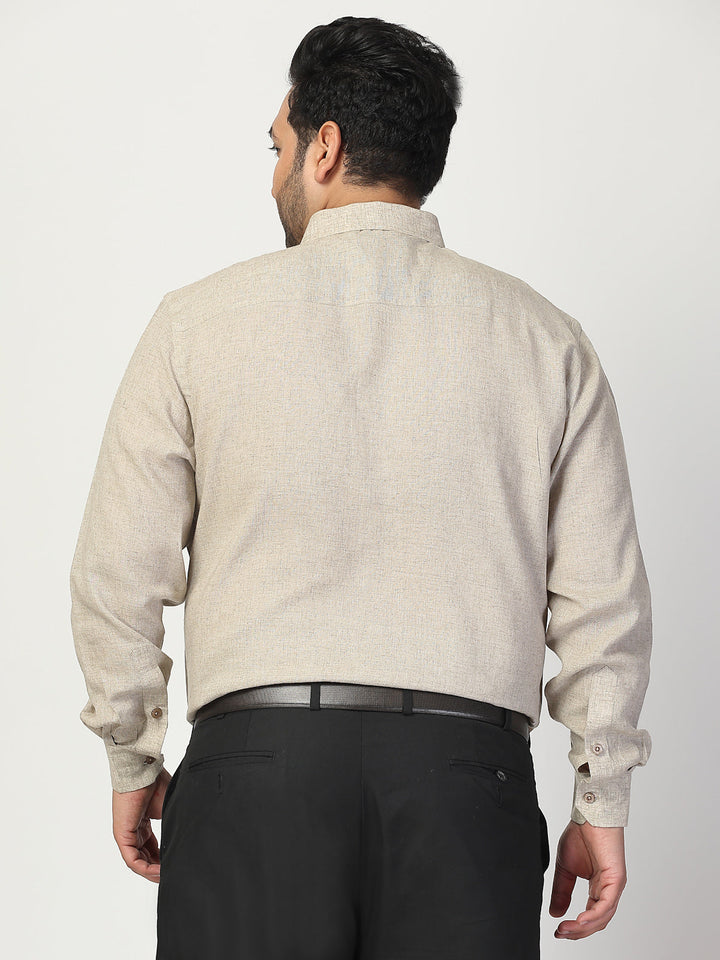 Plus Size  Spread Collar Linen Shirt