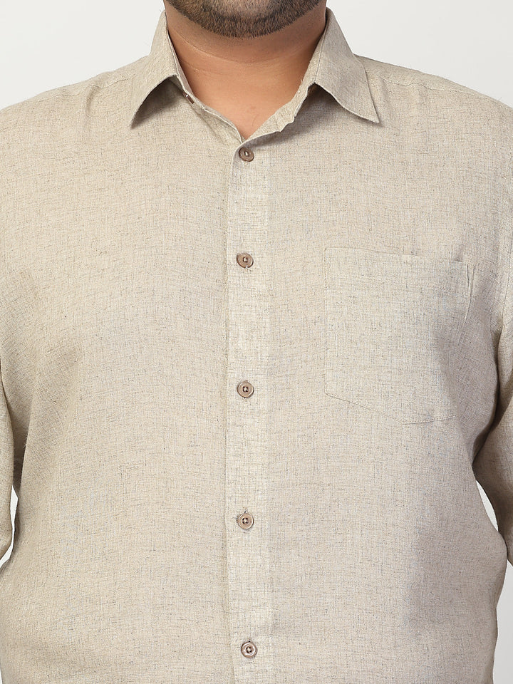 Plus Size  Spread Collar Linen Shirt