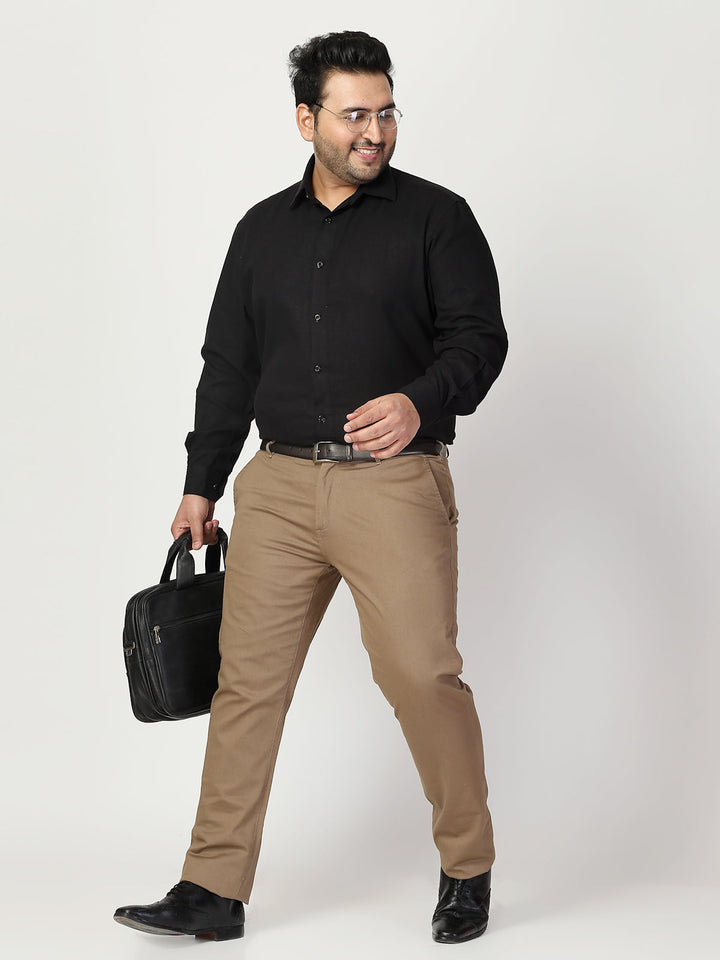 Plus Size Men Cutaway Collar Solid  Formal Shirt