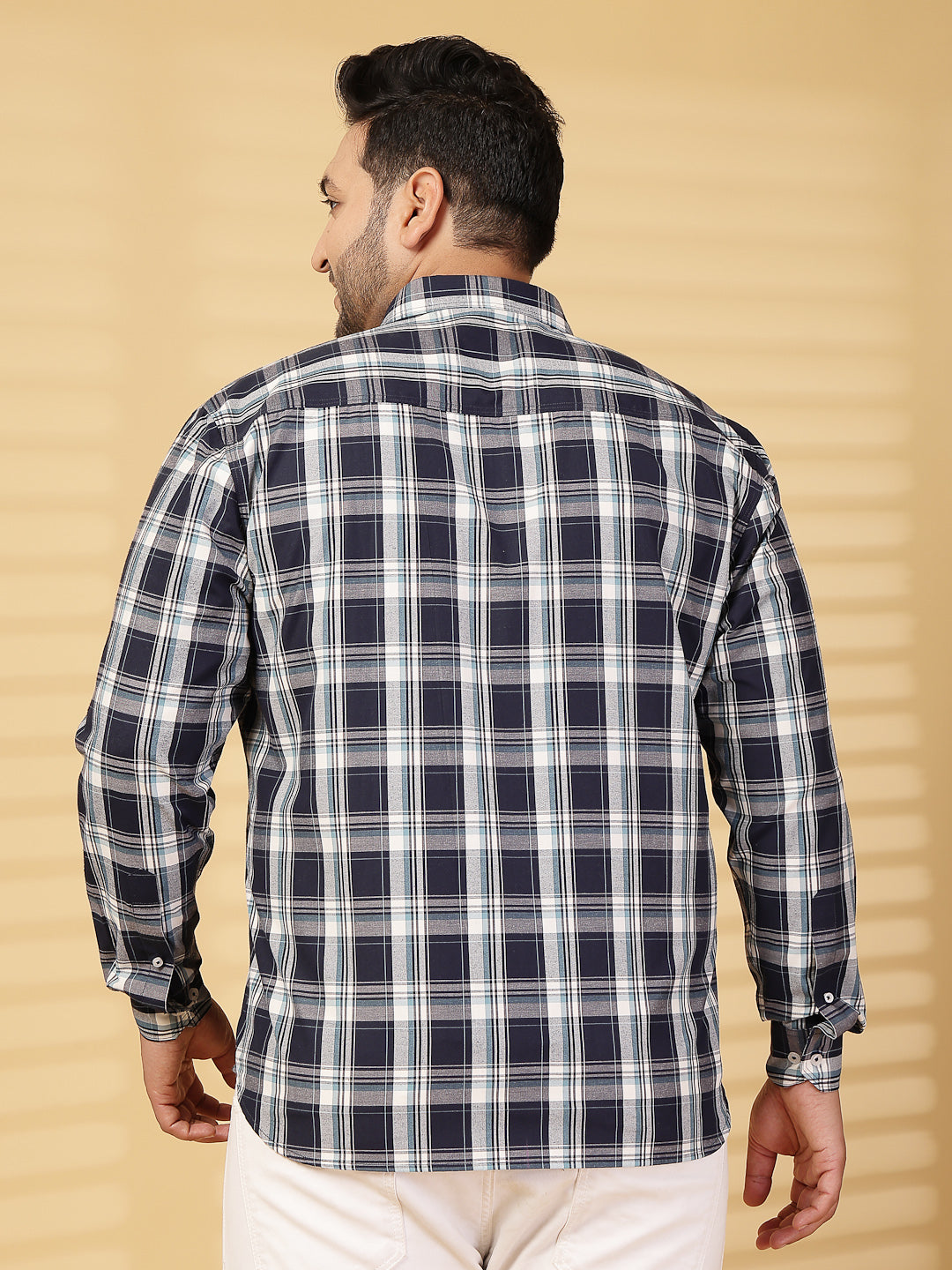 Plus Size Men Opaque Checked Casual Shirt