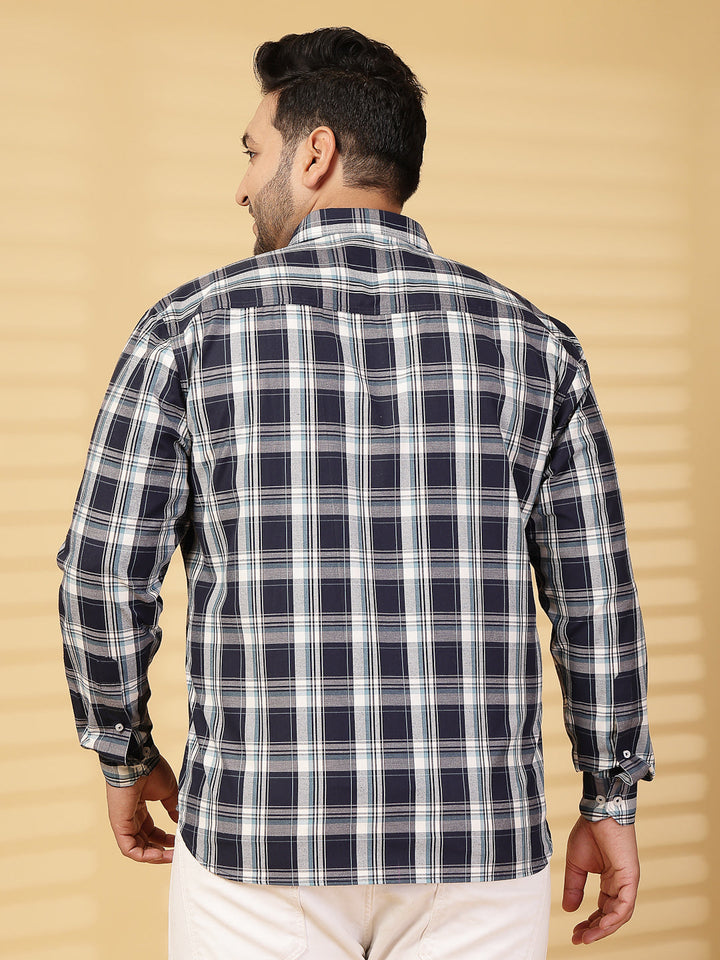 Plus Size Men Opaque Checked Casual Shirt