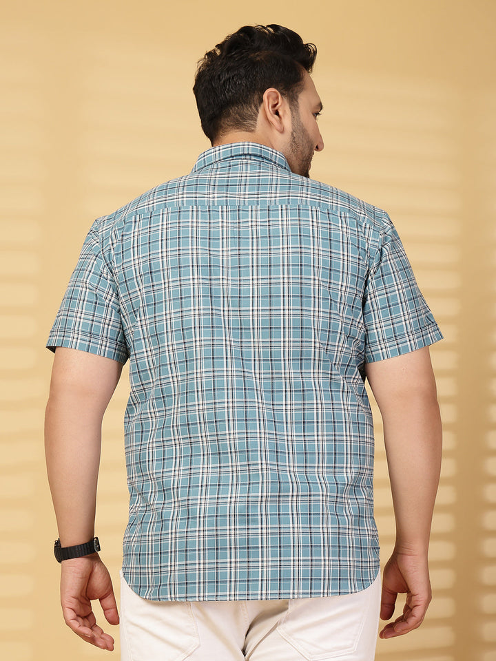 Plus Size Men Opaque Checked Casual Shirt