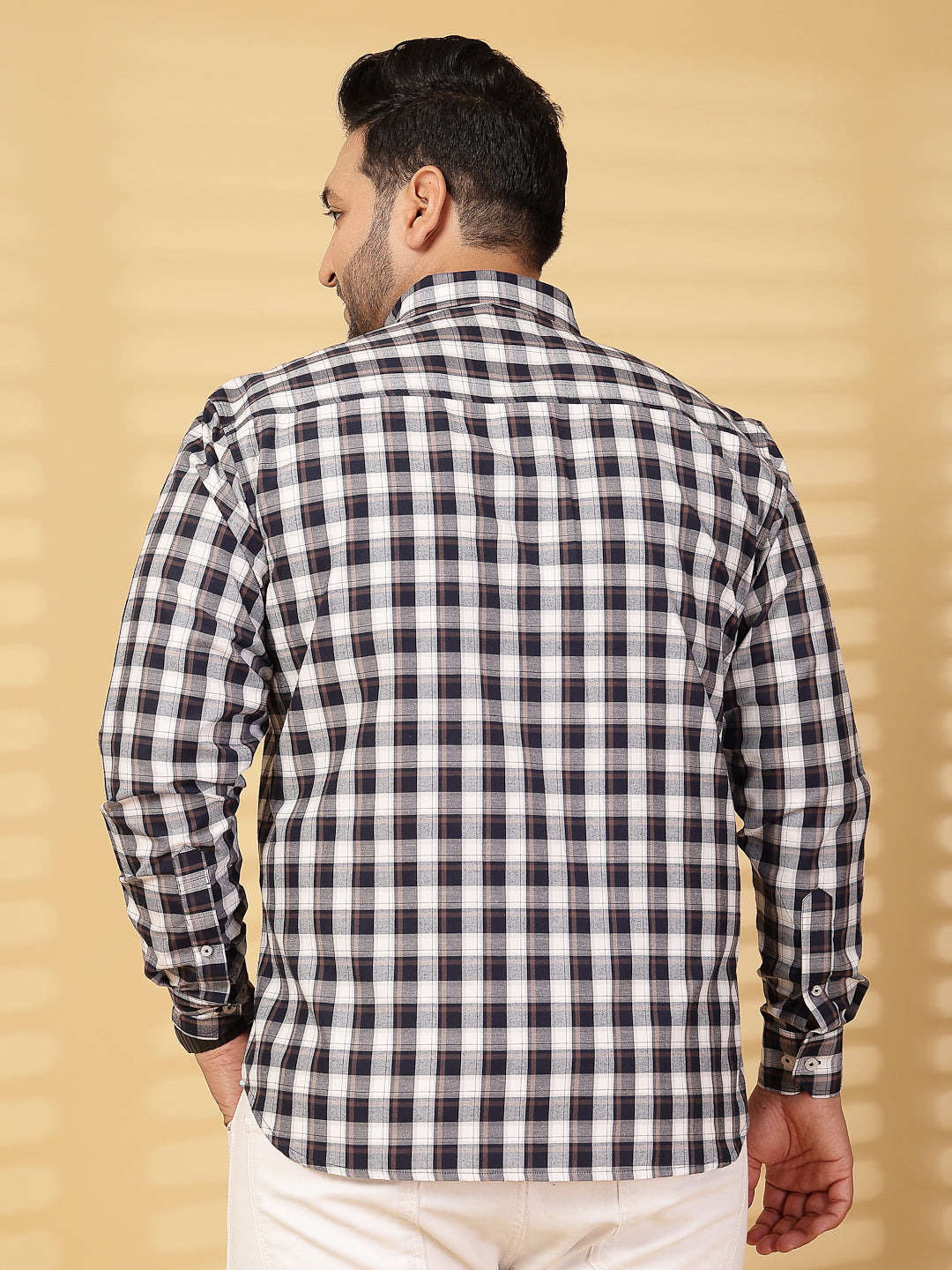 Plus Size Men Opaque Checked Casual Shirt