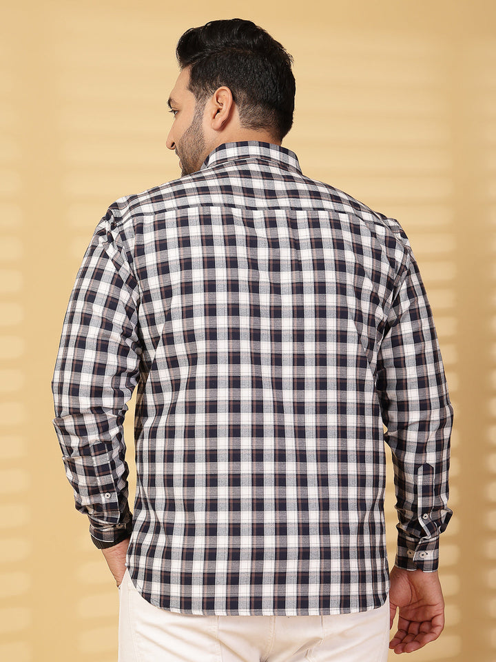 Plus Size Men Opaque Checked Casual Shirt