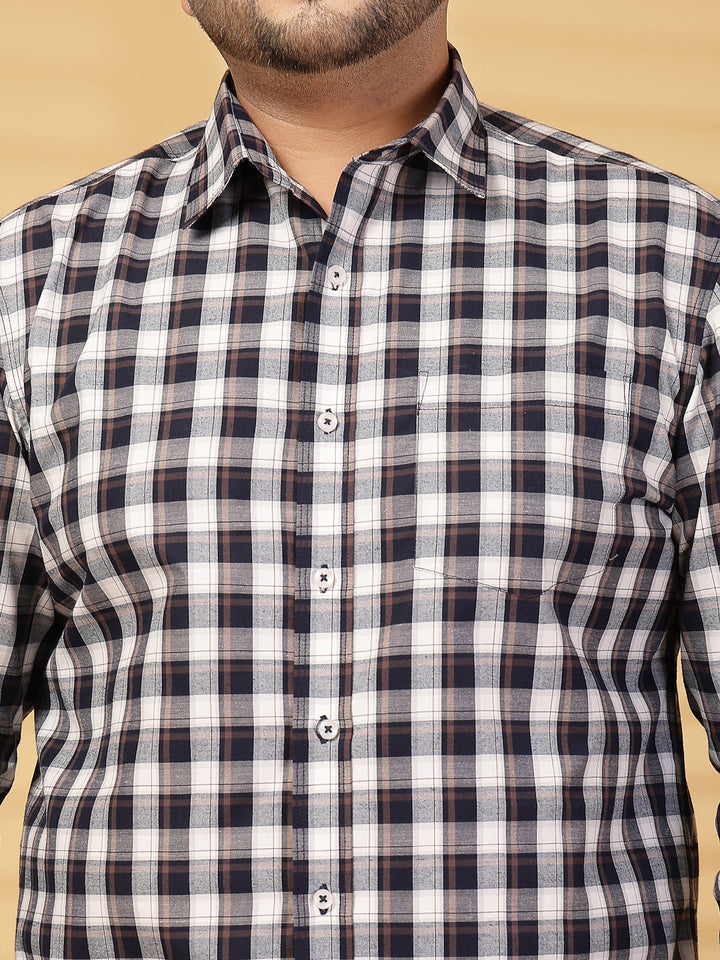 Plus Size Men Opaque Checked Casual Shirt
