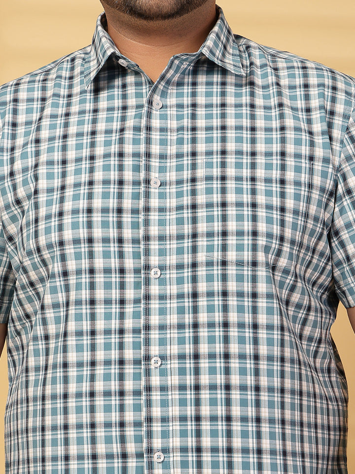 Plus Size Men Opaque Checked Casual Shirt