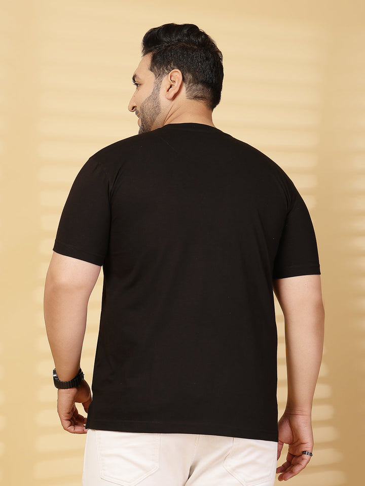 Plus Size Men Printed Round Neck Slim Fit Cotton T-shirt