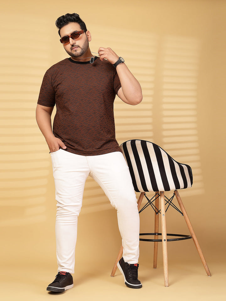 Plus Size  Typography Printed Round Neck Short Sleeves Cotton T-shirt