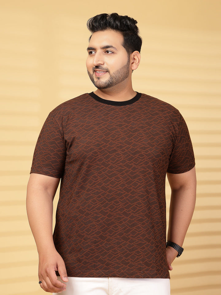 Plus Size  Typography Printed Round Neck Short Sleeves Cotton T-shirt