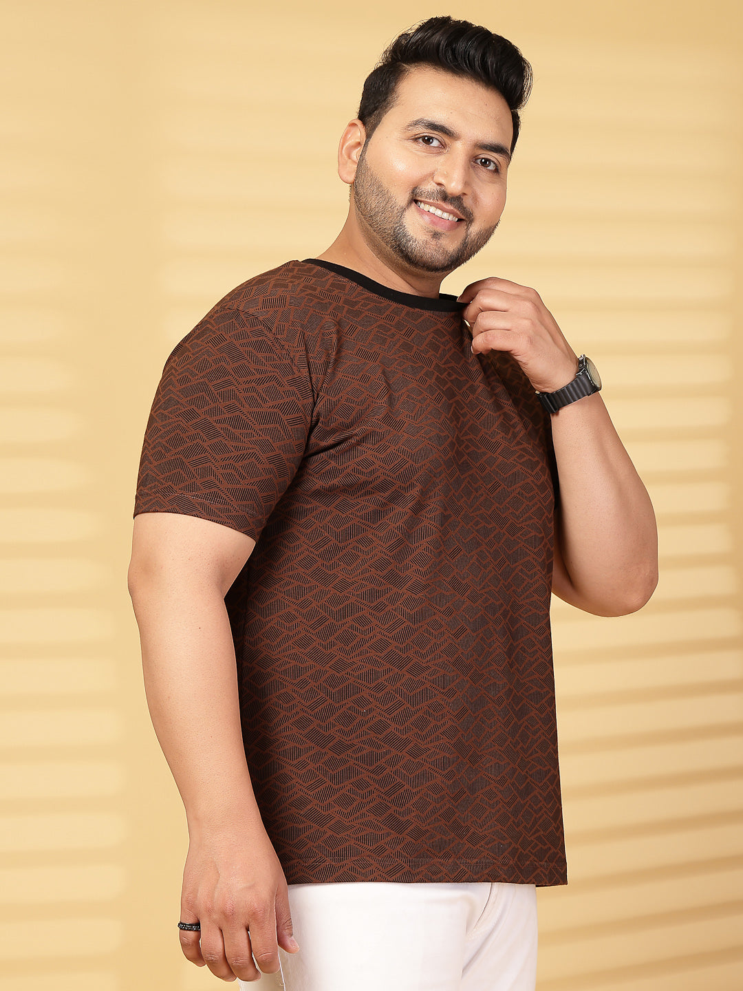 Plus Size  Typography Printed Round Neck Short Sleeves Cotton T-shirt