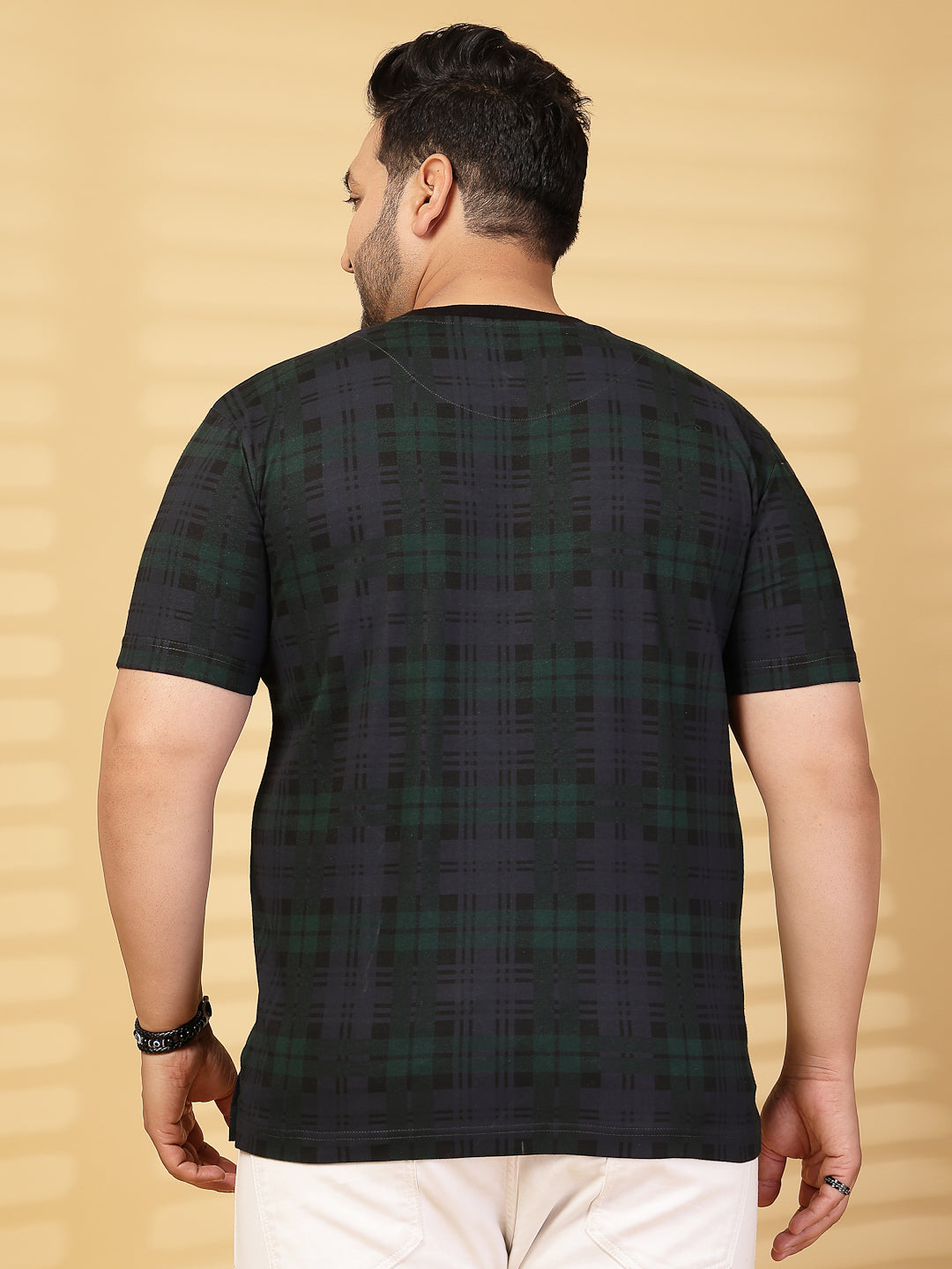 Plus Size Men Striped Round Neck Cotton T-shirt