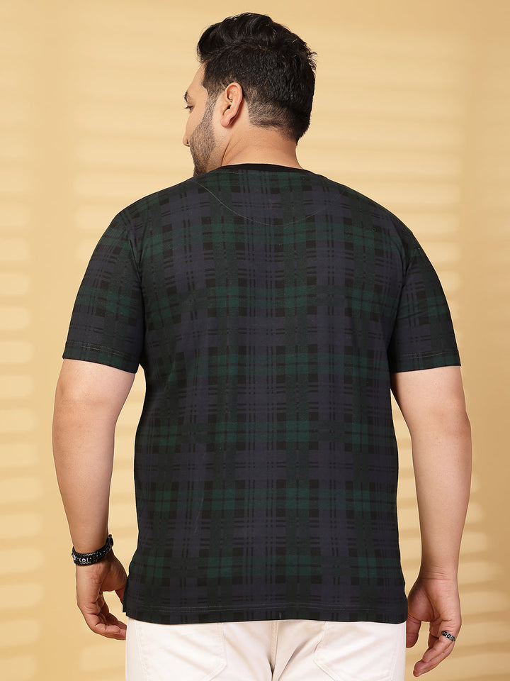 Plus Size Men Striped Round Neck Cotton T-shirt