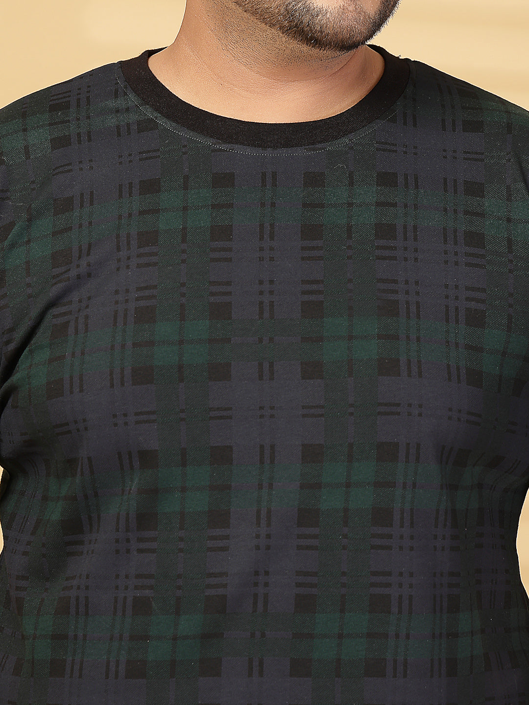 Plus Size Men Striped Round Neck Cotton T-shirt