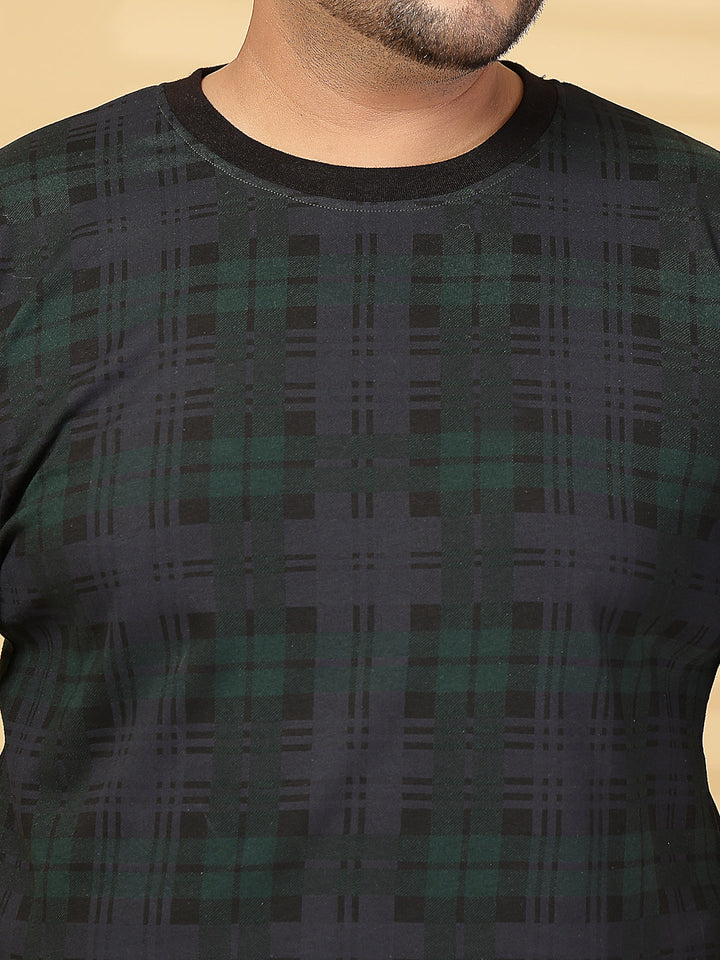 Plus Size Men Striped Round Neck Cotton T-shirt