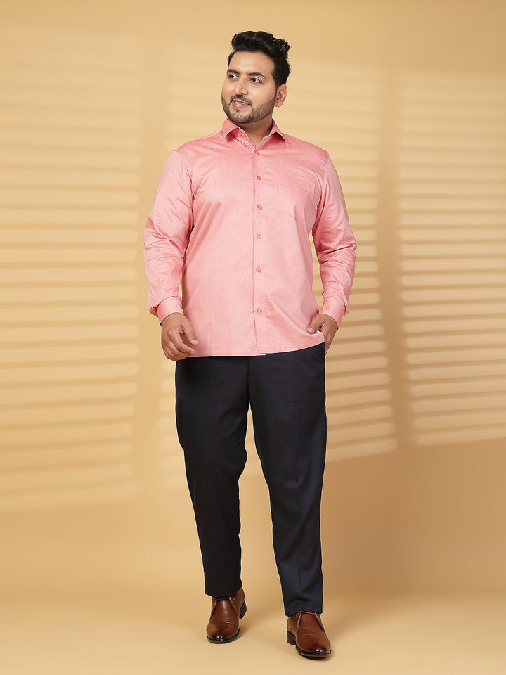 Plus Size Men Pink Formal Shirt