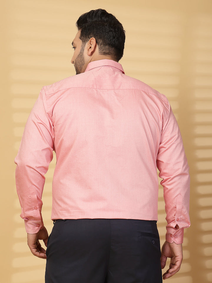 Plus Size Men Pink Formal Shirt
