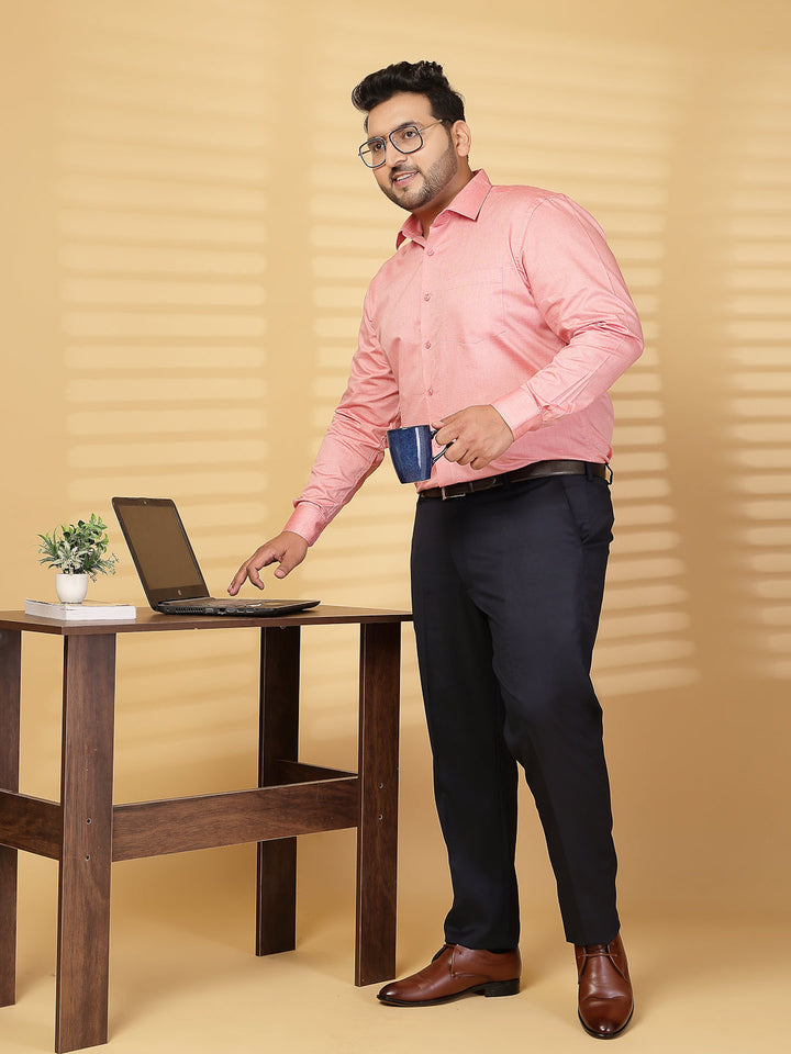 Plus Size Men Pink Formal Shirt