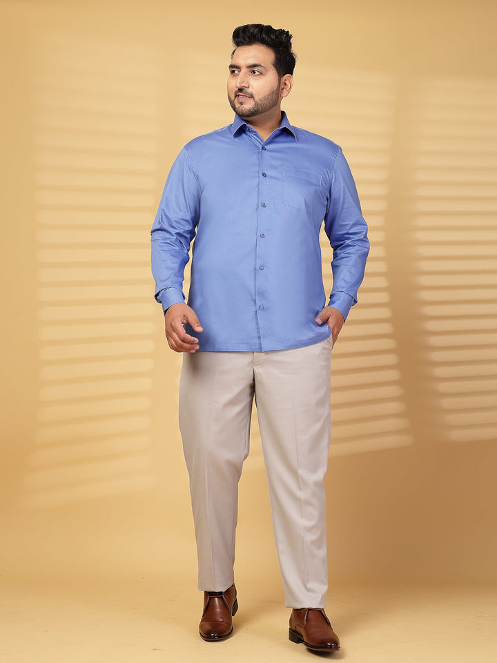 Plus Size Men Dark Blue Formal Shirt