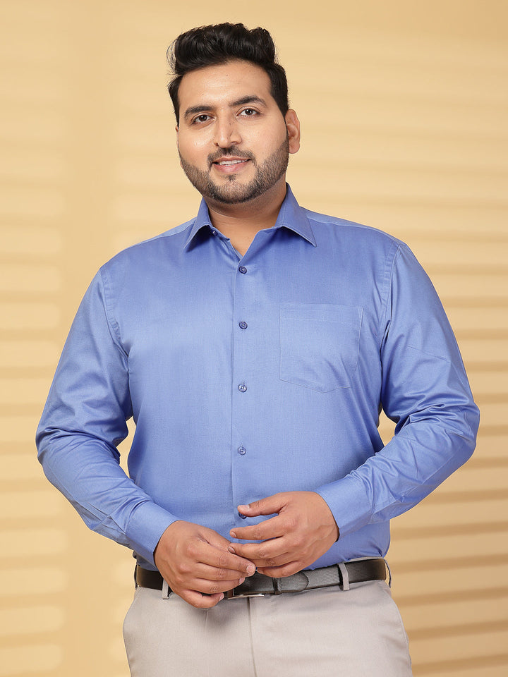 Plus Size Men Dark Blue Formal Shirt