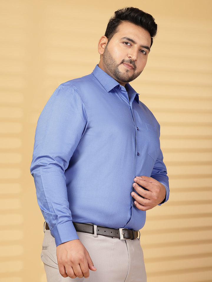 Plus Size Men Dark Blue Formal Shirt